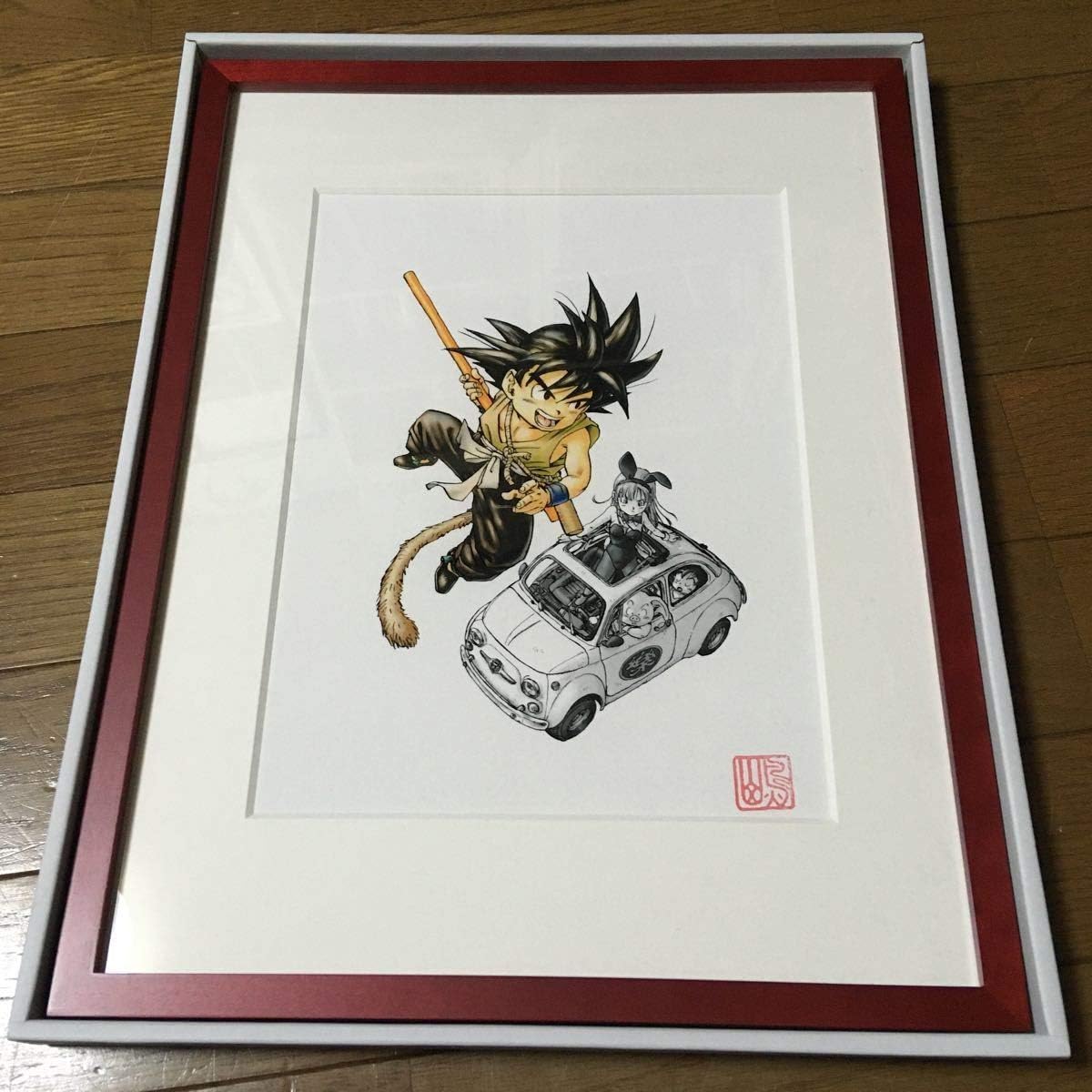 ドラゴンボール 鳥山明 初期 孫悟空 ブルマ 複製原画 Dragon Ball Akira Toriyama イラスト 落款 額縁 集英社 公式 バニー アイドル 芸能人グッズ 通販 Amazon