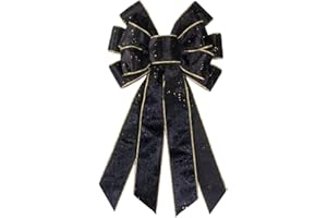 Hying Large Christmas Black Velvet Bows for Wreath, Xmas Wreath Bow Winter Holiday Tree Topper Bows Ornaments for Front Door New Year Christmas Party Decoration Supplies
