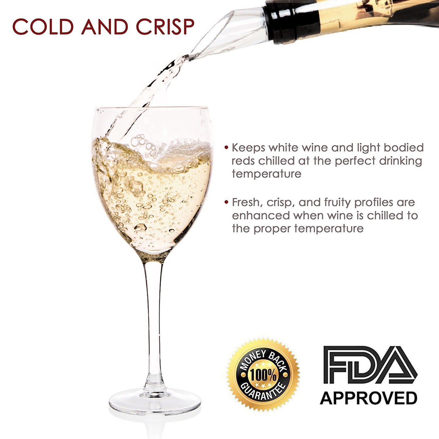 Firlar Wine Chiller Rod 4-in-1 18/8 304 Food-Safe Stainless Steel Wine Bottle Cooler Stick Freezer with Aerator and Pourer Decanter for Merlot Beer Whiskey Cocktails Grape