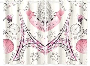 Blackout Window Curtains Romantic Paris Room Bedroom Home Short Drapes Curtains 52X39 Inch