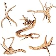 majoywoo Natural Driftwood for Aquarium Decor Fish Tank Decorations, Assorted Spider Wood Branch 4-8" 5 Pcs, Reptile Decor