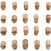 20 PCS Mini Skull Heads, Miniature Skeleton Heads Figurines, Tiny Resin Skulls for Crafts Halloween Party Scary Party Micro Landscape Cake Topper Desktop Home Garden Pot Plant Outdoor Decoration