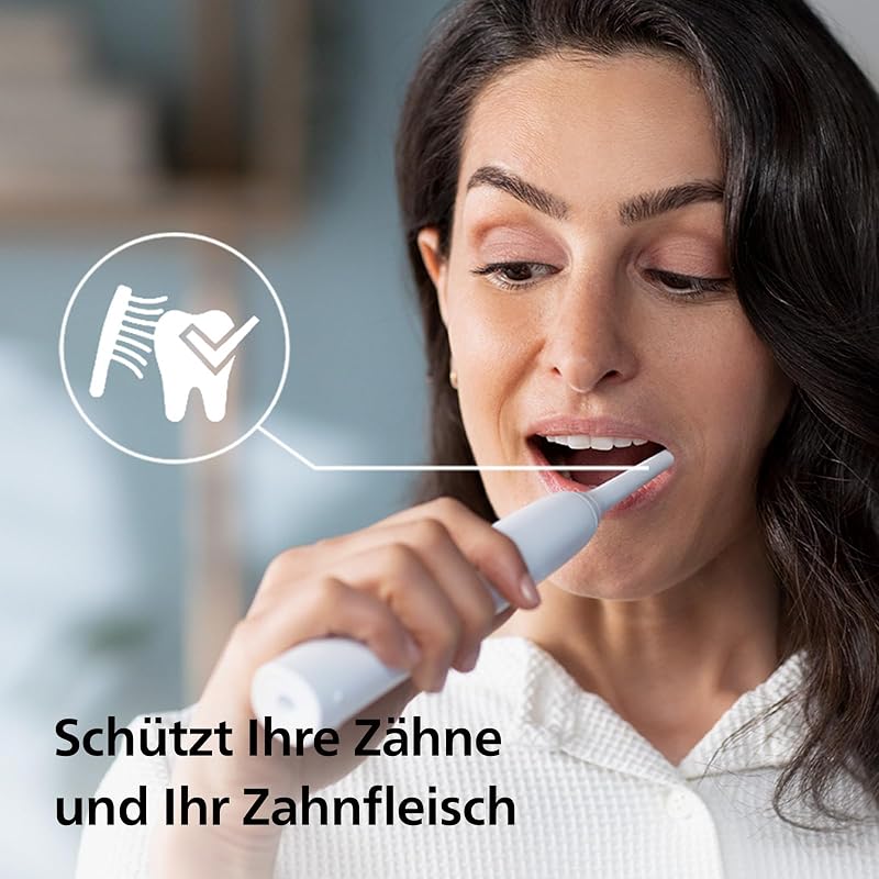 Sonicare 4100 – Sonicare Elektrische Zahnbürste für Erwachsene mit 1 x Philips W2 Optimal White Sonic Bürstenkopf in Weiß, schlankem Reiseetui und USB-Ladegerät (Modell HX3683/33)