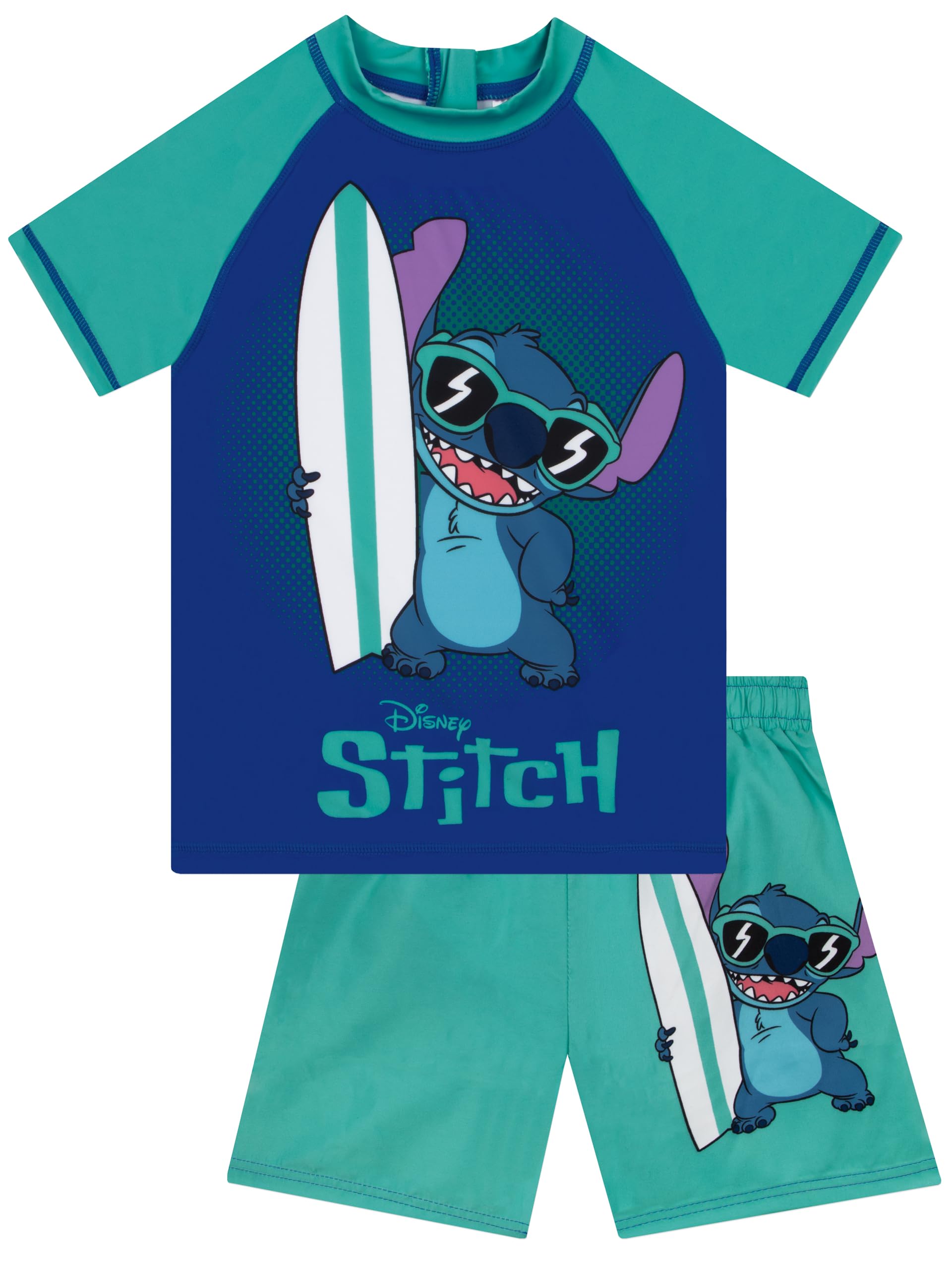 Photo 1 of Disney Lilo And Stitch Boys Swim Set, Stitch Bathing Suit, Boys Swim Trunks And Top Set, Kids Swimwear, Blue 10