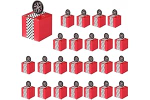 HappFestiv 24 Pcs Race Car Party Favor Boxes, 2.17inch Foldable Paper Checkered Goodie Boxes, Treat Boxes for Candy Snacks & Gifts, Racing Theme Birthday Party Supplies