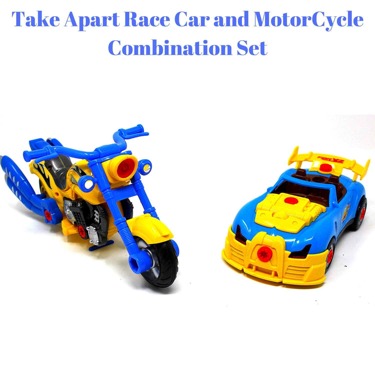 男の子と女の子用 Treasures リアルな作業ドリル Paradise おもちゃのパーツ ライトとサウンド付き 53ピース以上のネジ付き 自分で作るレーサーカーとサイクルセット B07hz63xpp 4イン1 大工さん 激安通販新作