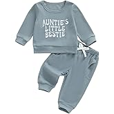 XRTBMN Aunties Bestie Baby Outfit Toddler Boy Long Sleeve Pullover Tops and Waffle Pants Set 2Pcs Infant Fall Winter Clothes