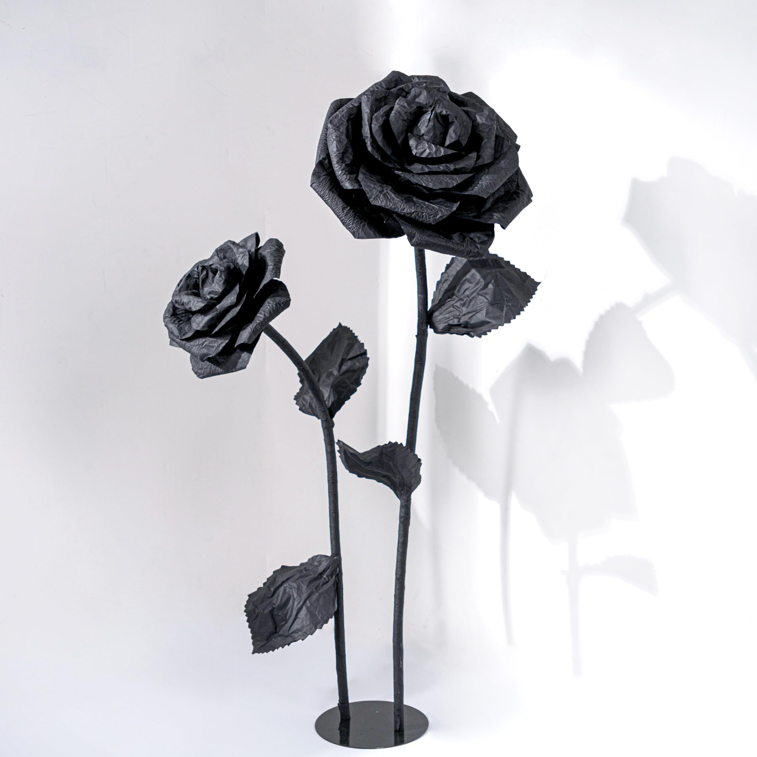 Photo 1 of 2Pcs Artificial Giant Flowers for Decoration,5ft Black Large Flower Wall backsrop,Paper Flower for Wedding,Garden Party,Home Decor,mall Shop Display