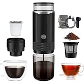 Portable Coffee Maker, Cordless Battery K-Cup Brewer for Camping, 6oz Cup | usb‑c rechargeable serve brewer, fits car backpack for outdoor, works for ground coffee tea pods compact lightweight 1.19lb