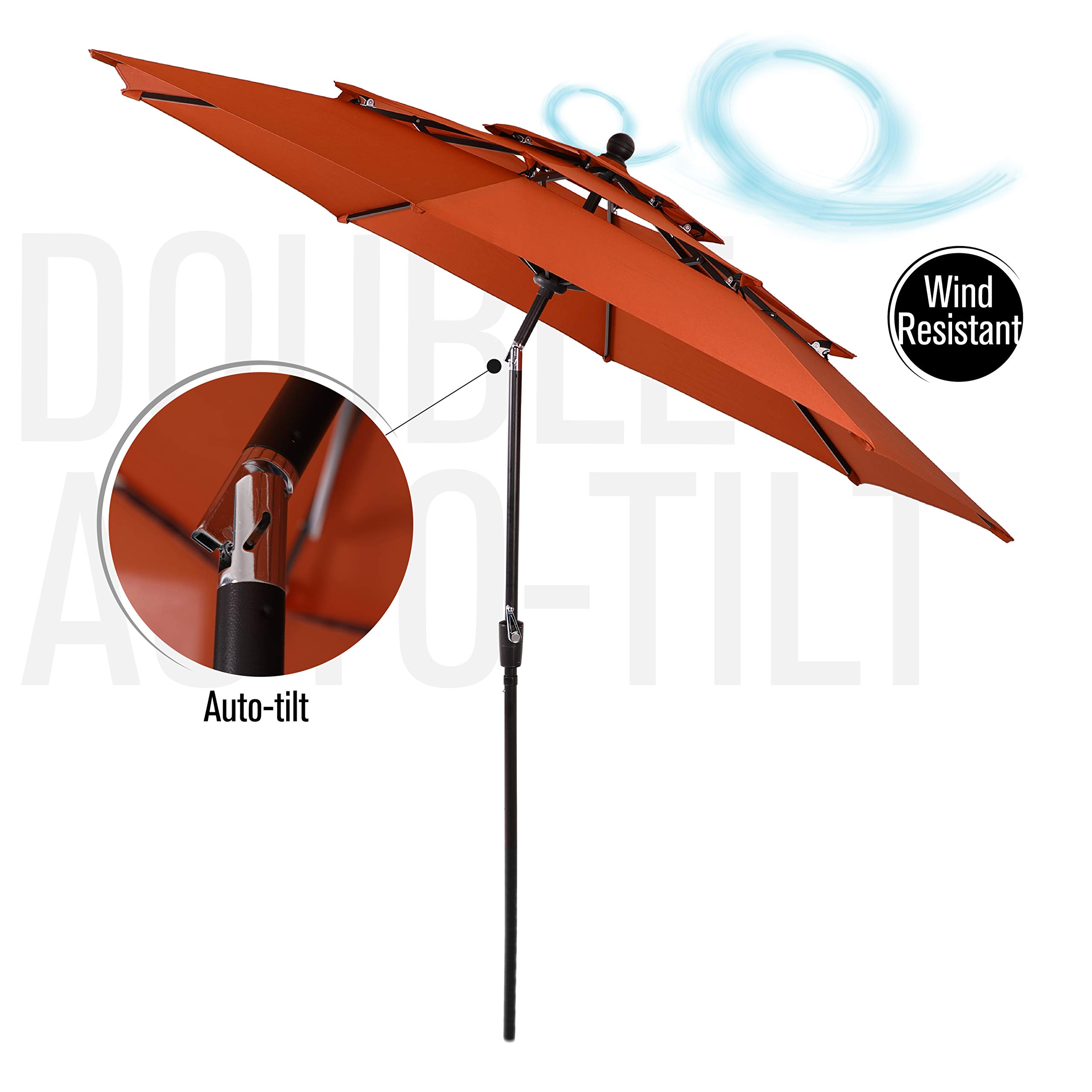 Phi Villa 10ft 3 Tier Auto Tilt Patio Umbrella Outdoor Double Vented Umbrella Orange Red Buy Online In Colombia Brand Phi Villa Products In Colombia See Prices Reviews And Free