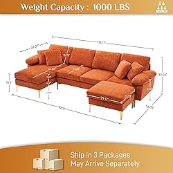 Wrofly U-Shaped Sectional Sofa Couch, 114" Comfy