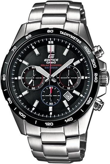 casio edifice men's solar powered steel bracelet watch
