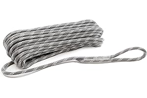 GOLDEN COCK Heavy Duty Polyester Double Braided Rope, 1/4" x 65 Ft (6 mm x 20 m), Gray, Arborist Rigging, Tree Work, Halyard, Sailing, High Strength Support for Camping, Hiking & Utility Use