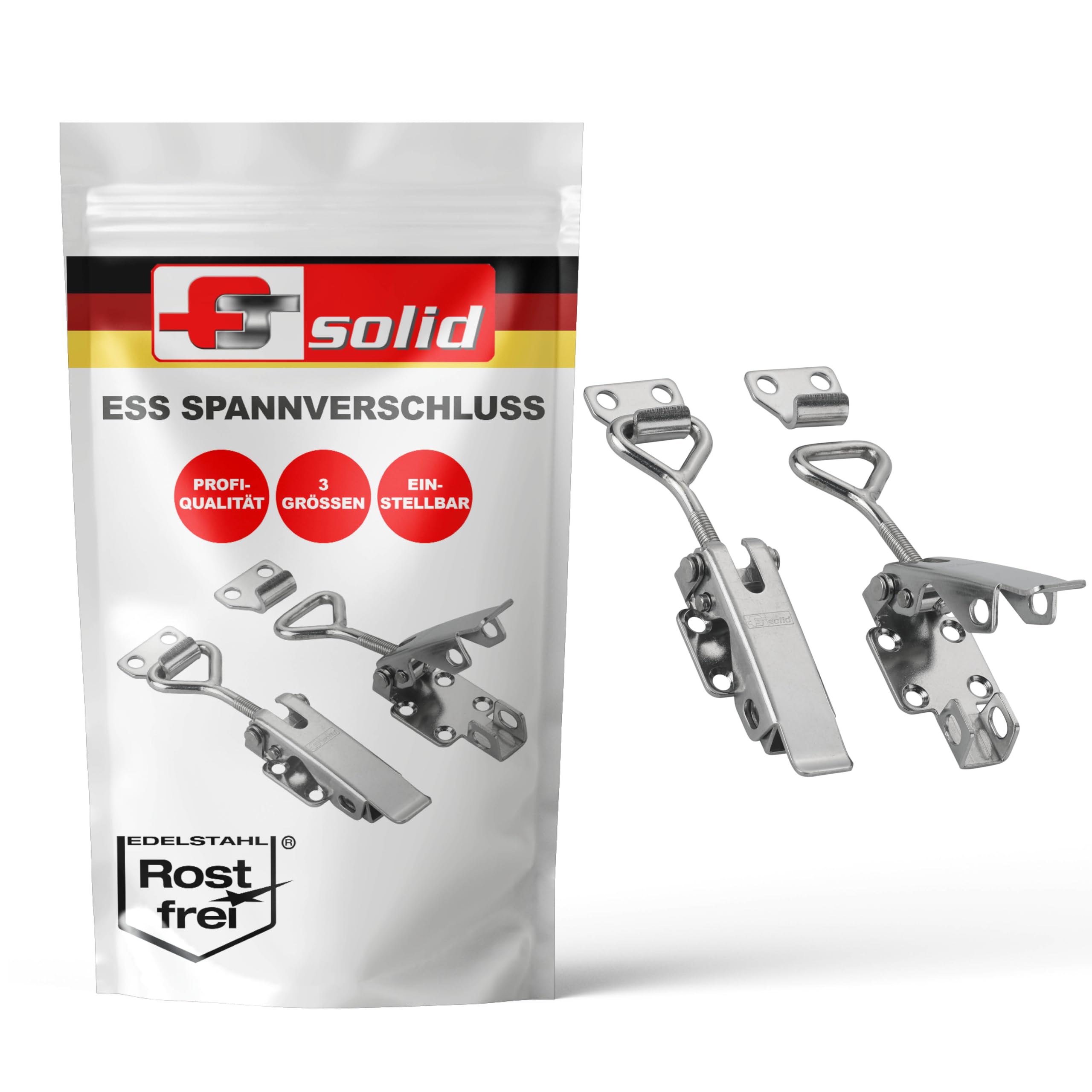 FTsolid Adjustable Tension Lock Stainless Steel ESS1 [Set of 2] Box Lock Lever Lock Safety Lock Toggle Latch Fastener Rust Free