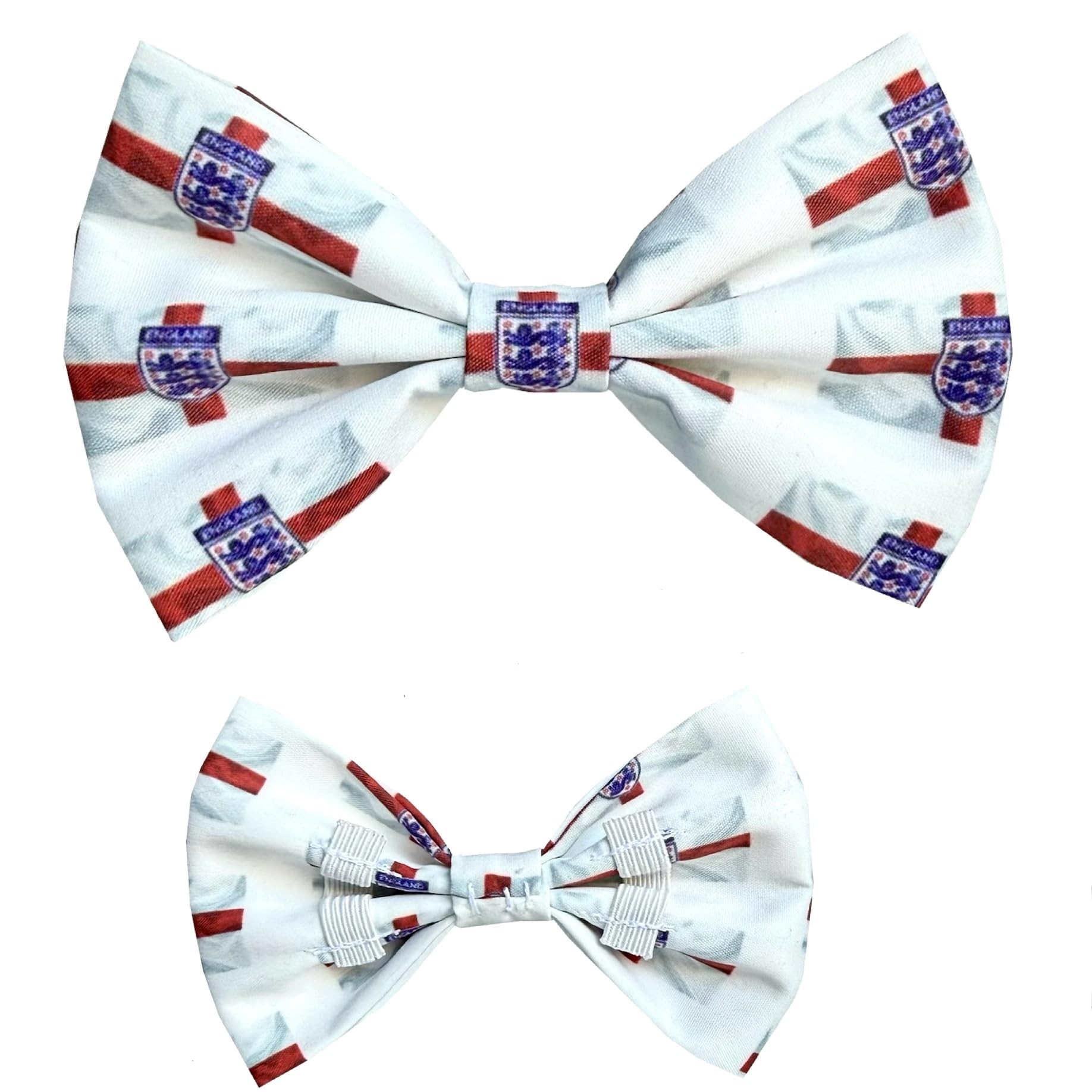 New Dogs Bow Tie Bowtie Football EURO Flag Paws England RED Elastic Band ACCESSORY Handmade UK (White flag Medium)