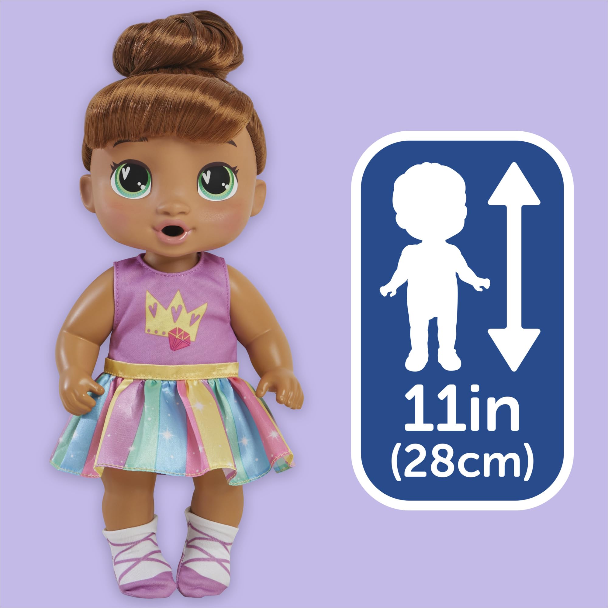 Baby Alive Super BFF Sophia Sparkle Brown Hair Dress Up Baby Doll Playset, 11 Inches, Toys for 3 Year Old Girls & Boys & Up (Amazon Exclusive)