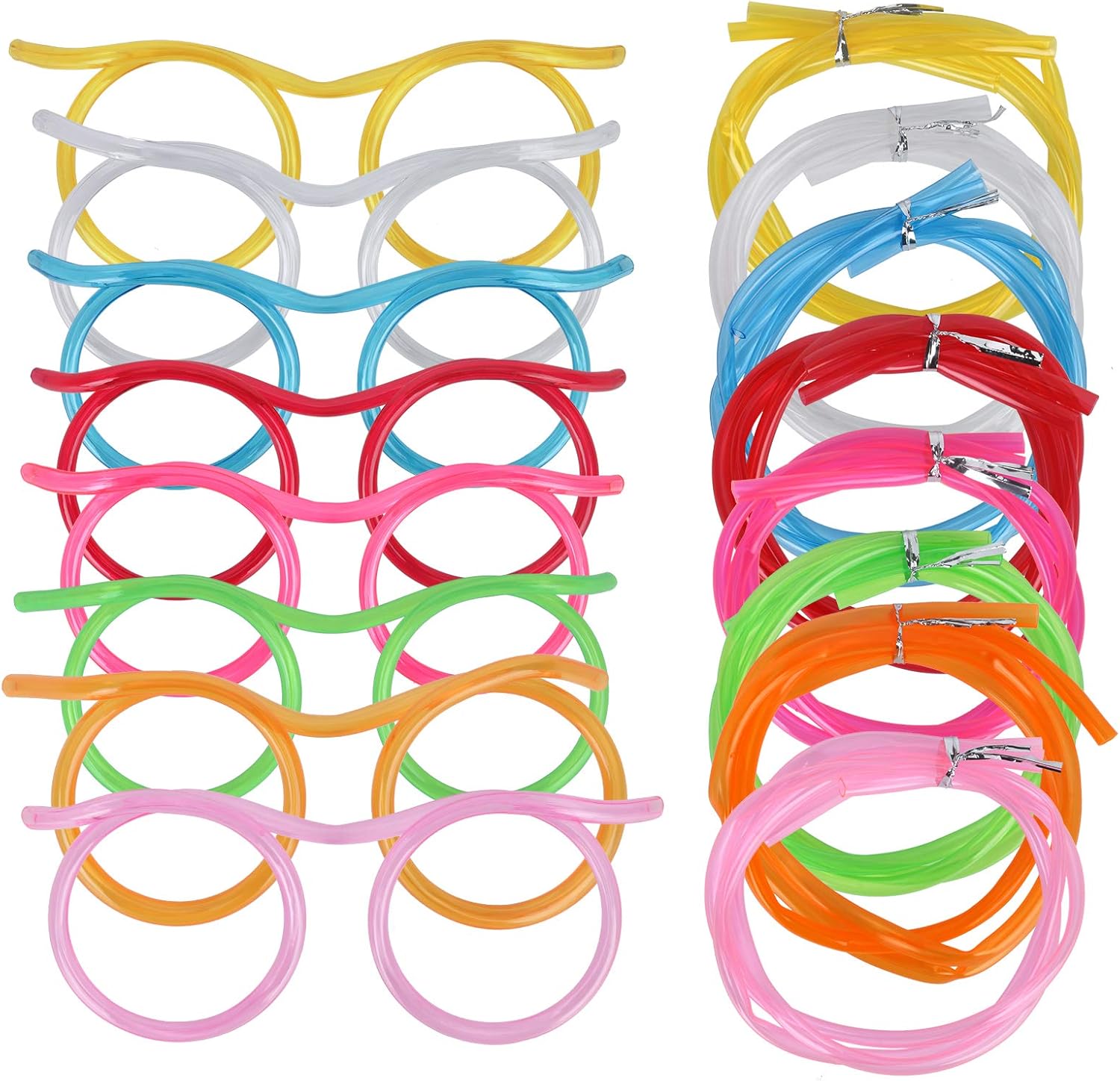 8PCS Silly Straw Glasses, Reusable Fun Loop Drinking Straw