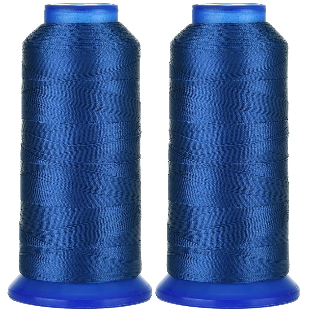 Selric [3000 Yards / 21 Colors Available Pack of 2 UV resistant High Strength Polyester Thread #69 T70 Size 210D/3 for Upholstery, Outdoor Market, Drapery, Beading, Purses, Leather (Royal Blue)