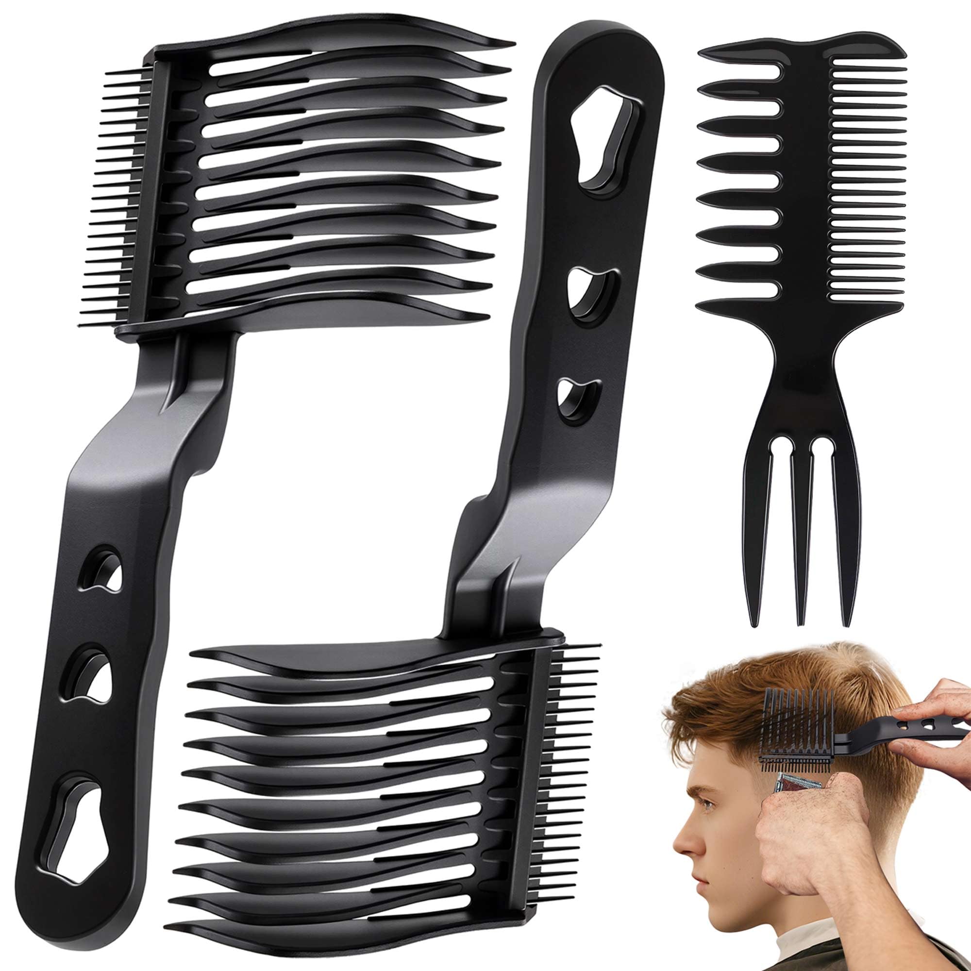 Photo 1 of 3PC Blend Friend Fade Comb & Texture Combs Professional Barber Comb for Men Boys Self Haircutting Tools for Fading & Blending, Salon or Home Use(Balck)