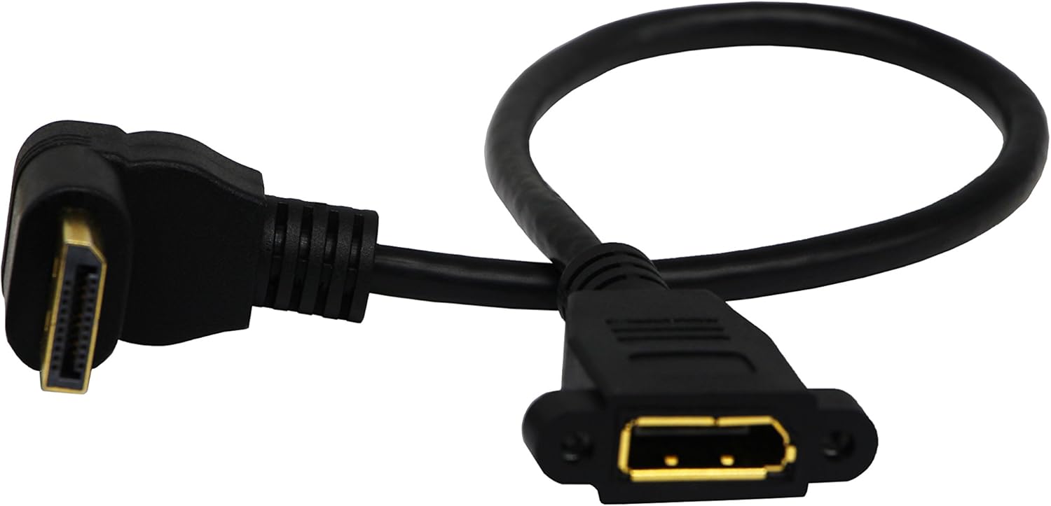 zdyCGTime Gold Plated 90 Degree Angled Down Displayport Male to Panel Mount Displayport Female Audio and Video Extender Adapter Cable,DP to Panel Mount DP Cable.(30 CM/12inch) - Image 5