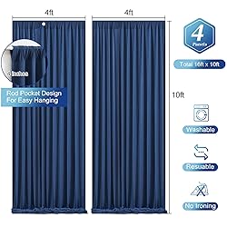 Navy Blue Backdrop Curtains-Wrinkle-Free Navy Blue