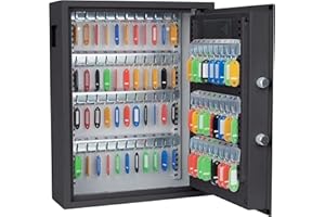 HOLOJOY Key Cabinet with Digital Lock - Heavy Duty Secured Storage, Lock Box with Key Tags Wall Mounted Metal Steel Key Safe - Ideal for Home Hotels Schools & Businesses