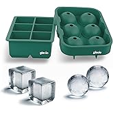Silicone Ice Cube Trays – Large Silicone Molds for 2-Inch Ice Cubes and Spheres Whiskey Ice Cube Trays with Lids for Cocktails & Bourbon – Set of 2