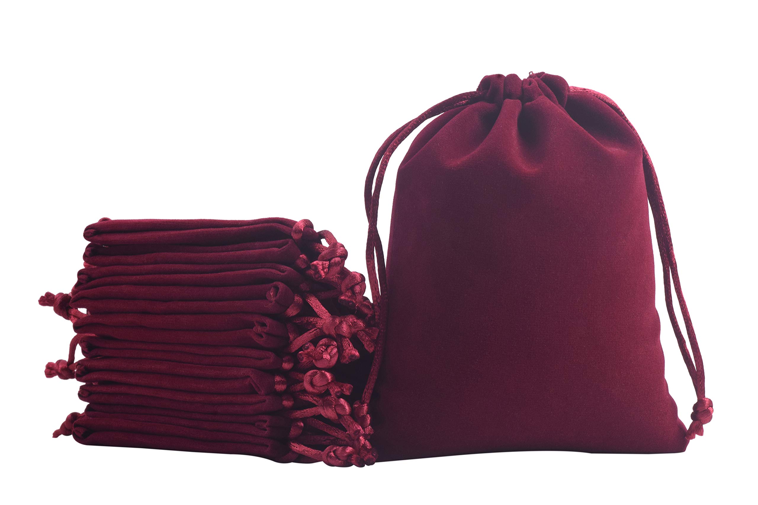 KONMAY 10pcs Big Velvet Drawstring Bags, Wine 17.0x23.0cm Velevet Jewellery Pouches for Gifts, Party Favors