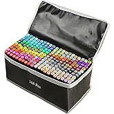ZECHOMA 168 Colors Alcohol Markers Artist Drawing Art Dual Tip Markers Perfect for Kids Students Adult(168 Black Shell)