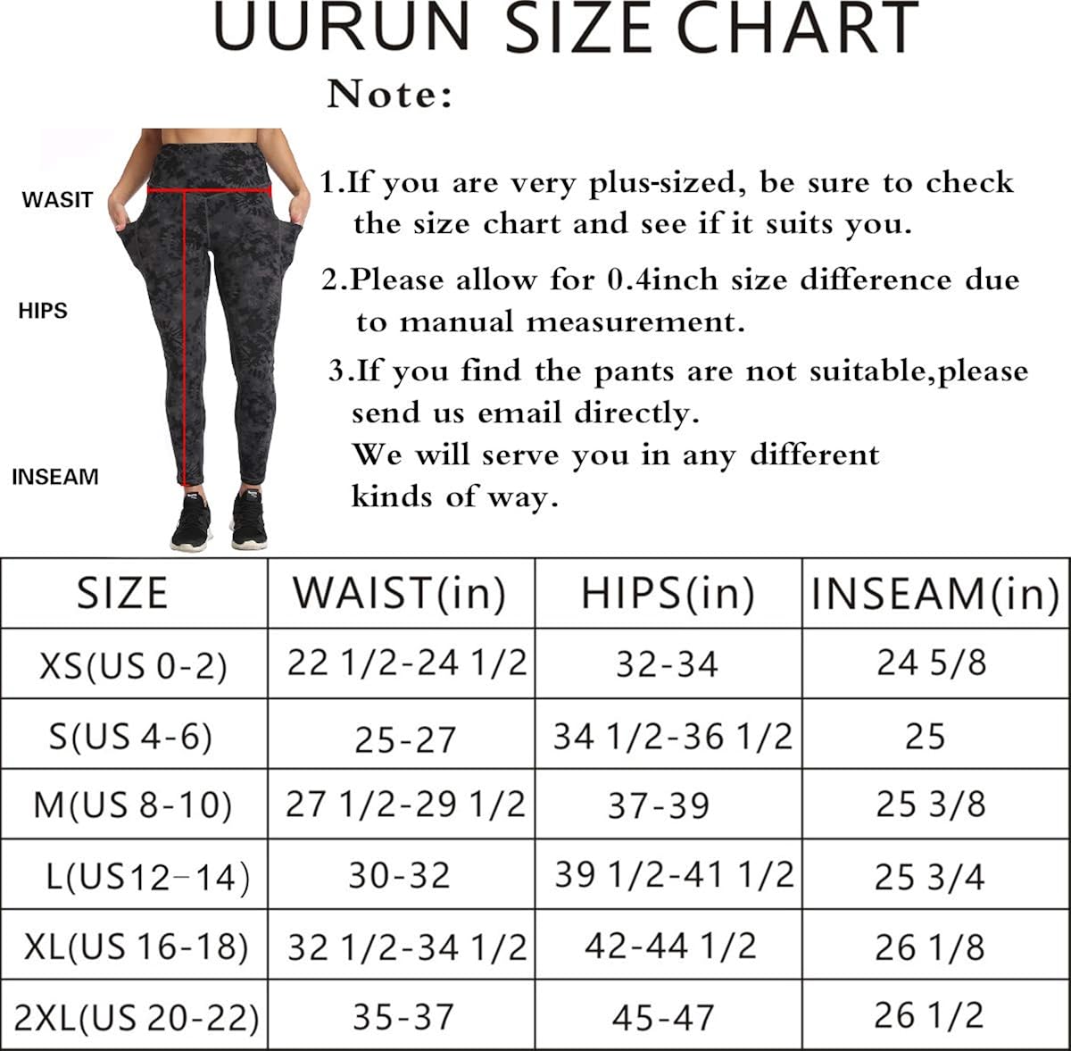 UURUN High Waist Yoga Pants Printed Workout Running Tie Dye Leggings with Pockets - Non-See-Through Fabric: Clothing