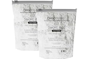DMSOSTORE Stearic Acid 5 lb. White Flakes Triple Pressed NF/USP Food Grade A Natural, Palm Oil Used for Formulation Stability in Cosmetics, Candles, and Soap | No additives.