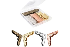 CATOSUM 80pcs Metal Book Corner Protectors, Paperback Book Corner Covers Protector, 4 Colors Vintage Iron Book Corner Protector for Photo Albums, Notebooks, Scrapbooks, Menus, and File Folders