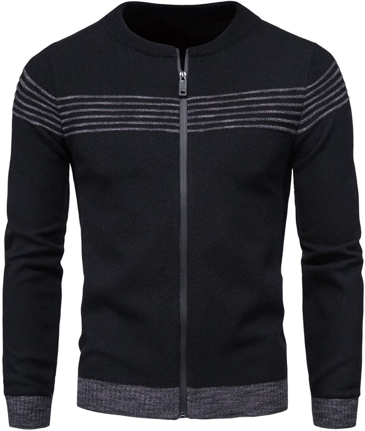 Men's Casual FullZip Cardigan Sweater Long Sleeve Stand Collar