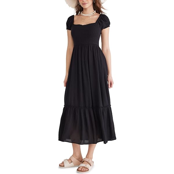 chinese dress ladies Aeropostale Women's Tiered Midi Dress, Ivory at Amazon Women's Clothing  store