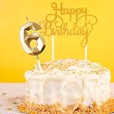 Yiran Gold 42nd Birthday Candles 2-Piece Numeric 4 & 2 Cake Topper Gold view 5