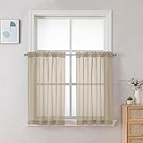 Chyhomenyc Taupe Sheer Curtains 30 inch Length 2
