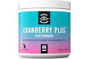 HEALTHY SOLUTIONS FOR PETS Cranberry Chews for Cats - UTI, Bladder, Kidney, & Urinary Tract Support - Cat Health Supplements Contain Cranberry Extract, Echinacea, Vitamin C, and Astragalus Root - 60 Soft Treats