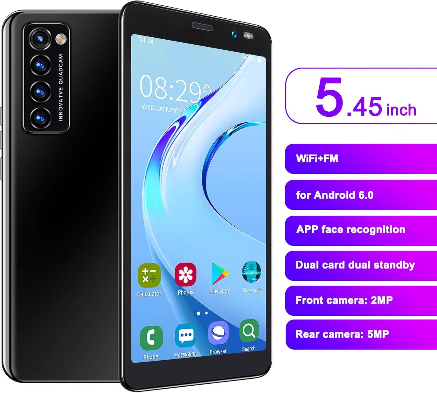 Amazon Co Jp ロック解除されたスマートフォン 5 45インチフェイスフィンガープリントwifi Bt Fm Gps付きスマートフォンのロック解除 デュアルカードデュアルスタンバイ 128gb拡張可能ストレージ 1gb Ram 8gb Rom 2mp 5mpカメラ 黒 Diy 工具 ガーデン