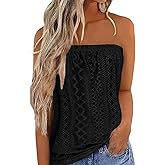 IWOLLENCE Women's Floral Tube Tops Casual Summer Backless Strapless Top Sleeveless Bandeau Tanks Shirt