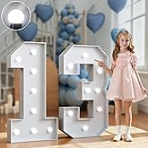 Marquee Numbers 3 Feet Tall Big Light Up Numbers 13th Happy Birthday Decorations Girl Boy White Anniversary Party Decor Large Cardboard Prop Backdrop Sign 13