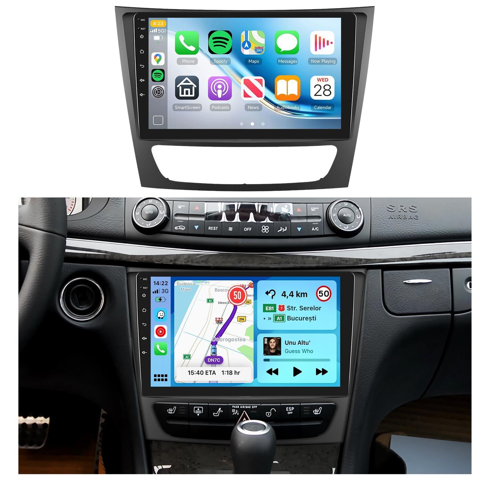 Photo 1 of 4G+64G,Radio for Mercedes Benz E Class W211 E200 CLS W219 2002-2009 Car Stereo,Wireless Carplay Android Auto,5.0Bluetooth DSP 32EQ,9'' 1280x720P IPS Touchscreen,FM/RDS GPS WiFi Backup Camera