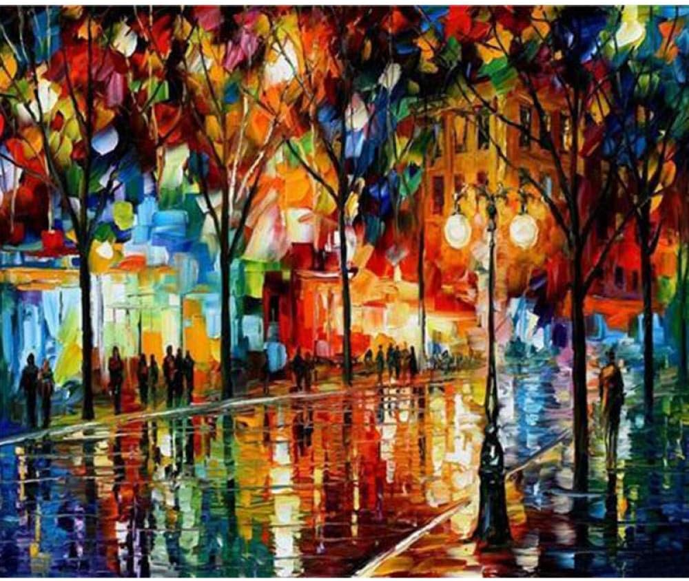 DIY 5D Diamond Painting Kits for Adults Full Drill Abstract Romantic Street Scene Cross Stitch Kit Diamond Painting Kits Rhinestone Embroidery Diamond Art for Home Decor Living Room 30x40cm Frameless