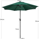 Yaheetech Garden Parasol Umbrella 9ft 2.7M Patio with Crank 8 Ribs Dark Green view 3