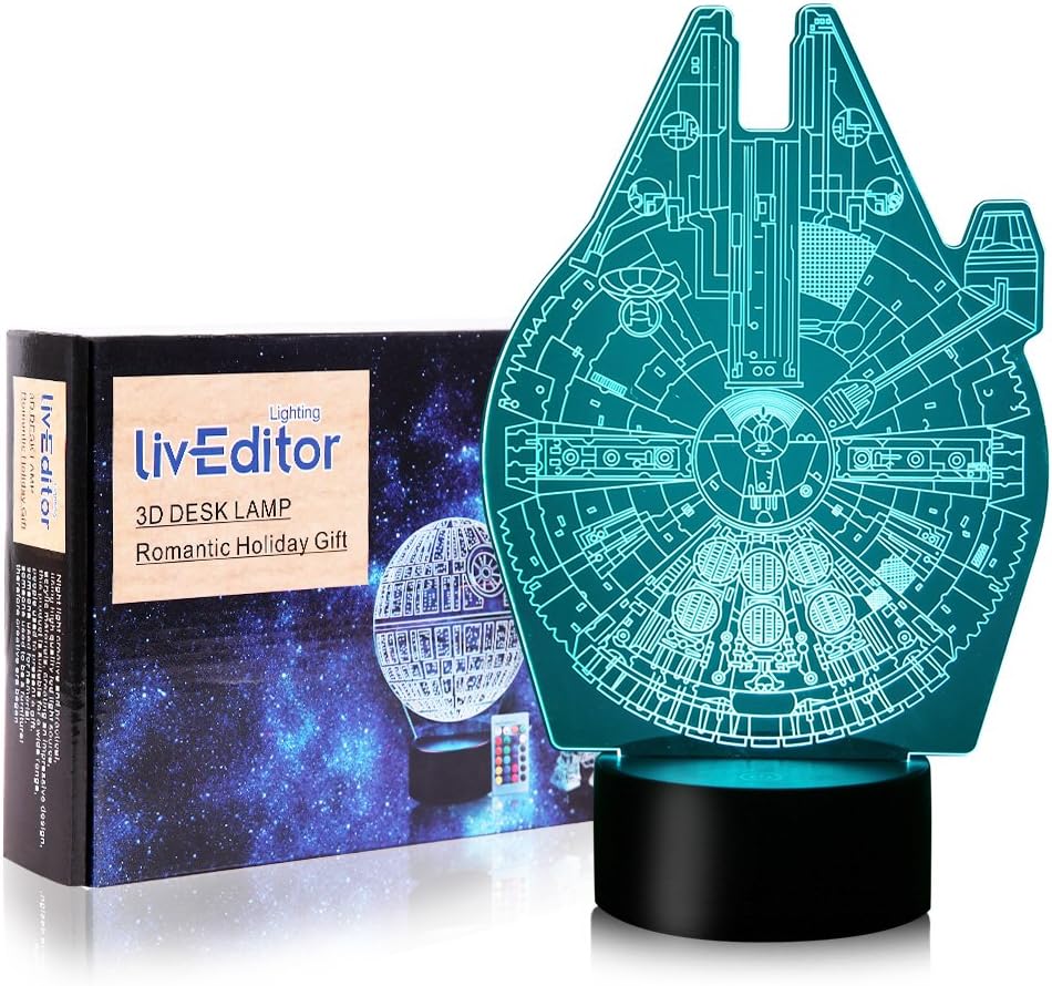 Star Wars Night Light 3D LED Illusion Lamp Three Pattern and 7 Colors Changing Decor Lamp Perfect Toys for Kids Room (1 Plate)