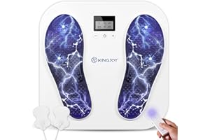 KINGJOY Foot Massager for Neuropathy, Rechargeable EMS TENS Foot Stimulator with 10 Modes 20 Intensities for Circulation Plantar Fasciitis & Swelling Pain Relief, FSA/HSA Eligible, Gifts for Women Men-White