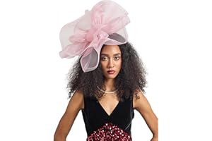 LATIMOON Tea Party Hat Fascinators Hats for Women Girls Elegant Kentucky Derby Hat Flower Feather Headband Outfits for Wedding Church