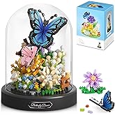 HIGH GODO Flower Bouquet Butterfly Building Set, Bonsai Tree Flowers Building Blocks with Dust Cover, 530 PCS Micro Bricks Botanical Collection Kit, Birthday Gift for Women Girlfriend Adults 14+