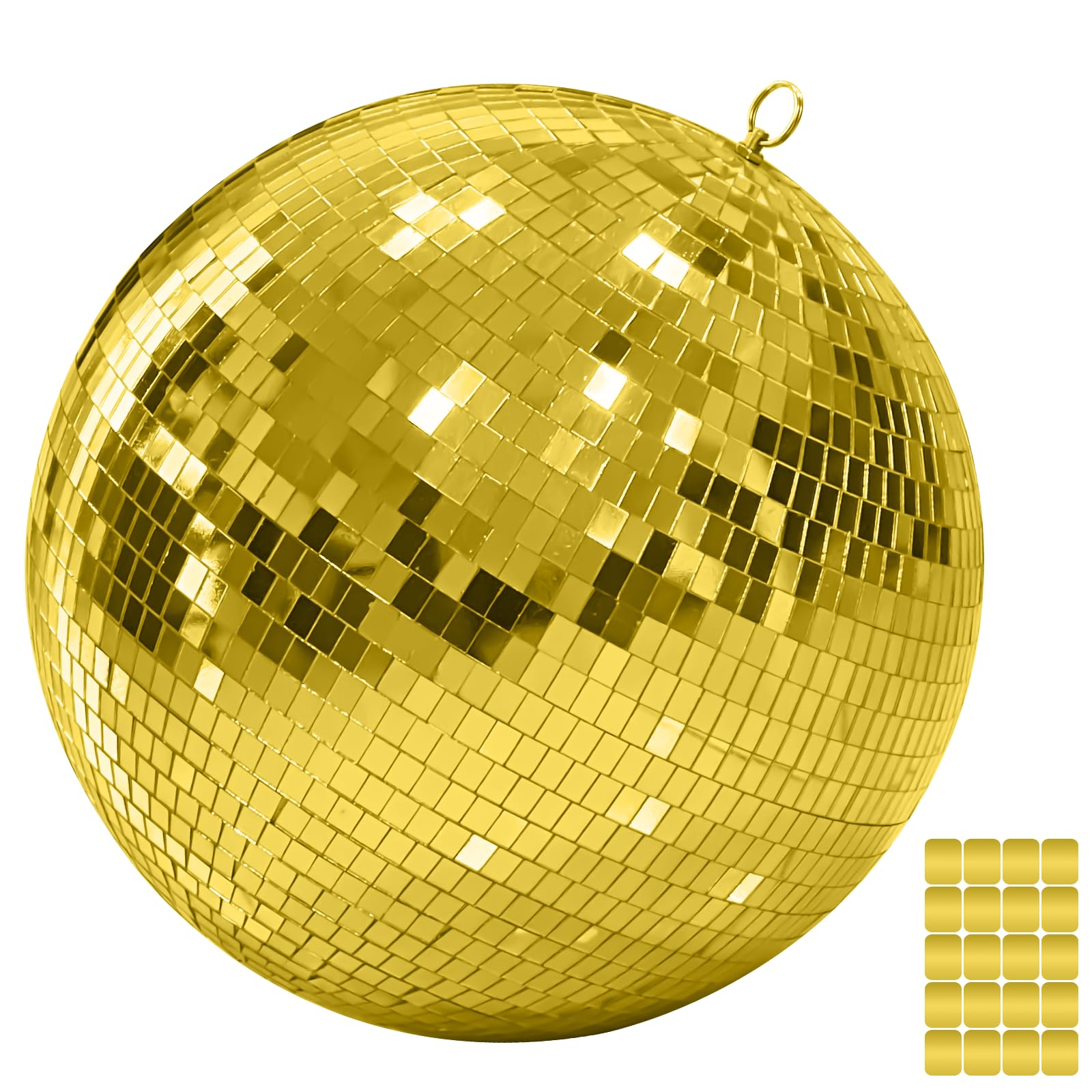 Photo 1 of 12-Inch Large Disco Ball with 20pcs Replacement Mirror, Gold Mirror Ball Disco Ball Decor for DJ, Club, Parties, Weddings, Party Events, Gold Large Disco Balls