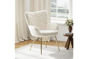 COLAMY Mid-Century Modern Accent Chair, Upholstered Velvet Armchair with Curved Back & Padded Armrests, High-Density Cushion,