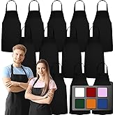 GREEN LIFESTYLE 12 Pack Bib Apron - Unisex Black Aprons, Machine Washable Aprons for Men and Women, Kitchen Cooking BBQ Bulk (Pack of 12, No Pockets, Black)